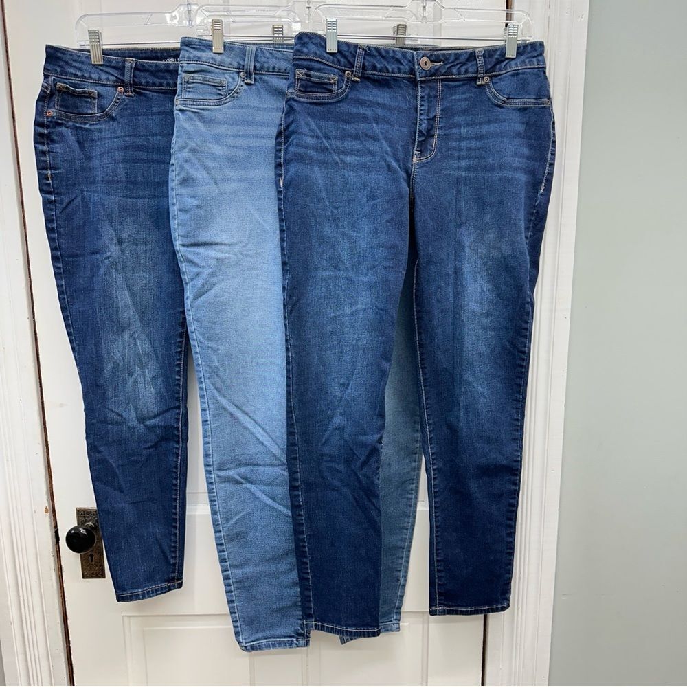 3 Maurices skinny denim jeans jeggings women's large‎